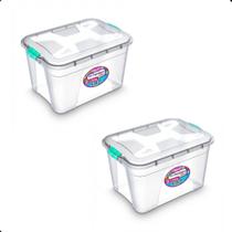 Caixa Organizadora Grande 20 Litros Transparente com Travas E Tampa Plástico Resistente Multiuso Caixa Organizadora Grande 20 Litros Transparente com Travas E Tampa Plástico Resistente Multiuso