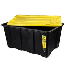Caixa Organizadora Grande Empilhável Plástico Ultra Resistente 100L Tampa com Trava Preta Vig Ordene