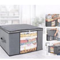 Caixa Organizadora Grande Multiuso Tnt Cartonado com Zíper e Alça para Roupas de Cama e Brinquedos