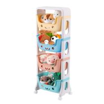 Caixa organizadora infantil brinquedos 4 prateleiras quarto bebe compartimentos multiuso rodinhas