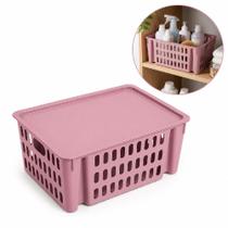 Caixa Organizadora Infantil Empilhavel Rosa Cesto 7,4L Gaveteiro Vazado Com Tampa Multiuso Guarda Roupa Banheiro Escrito Caixa Organizadora Infantil Empilhavel Rosa Cesto 7,4L Gaveteiro Vazado Com Tampa Multiuso Guarda Roupa Banheiro Escrito
