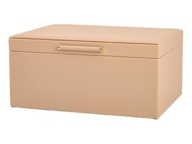 Caixa Organizadora Joias Acessórios Multiuso Com Tampa Grande Bege Fecho Dourado Retangular