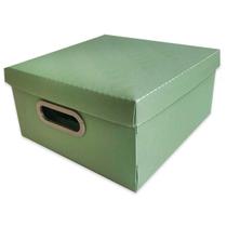 Caixa Organizadora Linho Plástica 22x29x15 Com Tampa Média