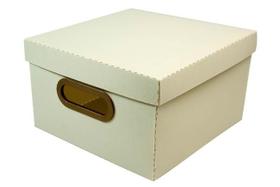 Caixa organizadora linho protea cinza larg. x compr. alt. 25x25x15cm pequena