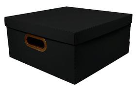 Caixa organizadora linho protea preta larg. x compr. alt. 35x35x16cm grande