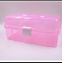 Caixa Organizadora Maleta Multiuso 30x16cm Plastico Rosa