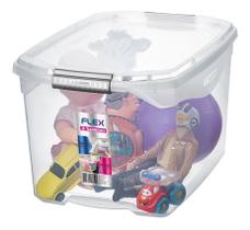 Caixa Organizadora Media 29 Litros Translúcida Sanremo Transparente, Empilhável e Ideal para Organizar