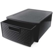 Caixa Organizadora Modular Empilhável Rattan Preto 32,8Cm