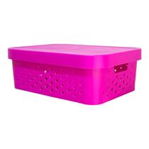 Caixa organizadora multiuso 11 litros qualidade resistente com tampa pink Caixa organizadora multiuso 11 litros qualidade resistente com tampa pink