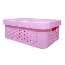 Caixa organizadora multiuso 11 litros rosa qualidade resistente com tampa Caixa organizadora multiuso 11 litros rosa qualidade resistente com tampa