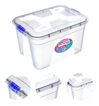Caixa Organizadora Multiuso 56L, Transparente, com Travas de Segurança, Ideal para Casa, Escritório e Loja