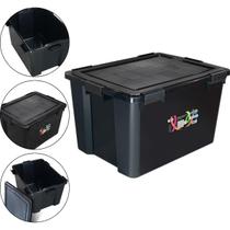 Caixa Organizadora Multiuso Com Tampa e 6 Travas 80 Litros