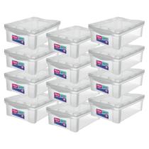 Caixa Organizadora Multiuso Com Trava Cristal 13,5L - 12 Unid