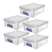 Caixa Organizadora Multiuso Com Trava Cristal 13,5L - 5 Unid Caixa Organizadora Multiuso Com Trava Cristal 13,5L - 5 Unid