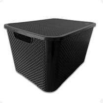 Caixa Organizadora Multiuso Empilhavel Rattan Cor Preto 70 L Caixa Organizadora Multiuso Empilhavel Rattan Cor Preto 70 L