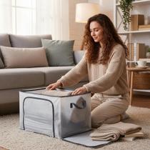 Caixa Organizadora Multiuso Grande Plástico Transparente Com Tampa Resistente Para Organização Casa Escritório Variação: