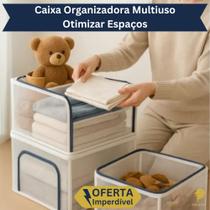 Caixa Organizadora Multiuso Moderna Empilhável Tecido Telada Impermeável 3 Tamanhos Tampa com Zíper