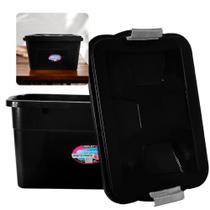 Caixa Organizadora Multiuso Plástica 30 Litros Tampa Preta Brinquedos Roupas Comida Caixa Organizadora Multiuso Plástica 30 Litros Tampa Preta Brinquedos Roupas Comida