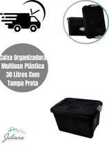 Caixa Organizadora Multiuso Plástica 30 LT C/Tampa Reforçada