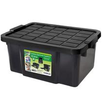 Caixa Organizadora Multiuso Preta 15 Lts Empilhável C/ Tampa