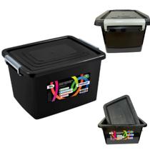 Caixa Organizadora Multiuso Preta Com Trava 10 Lts 19x36x26 Caixa Organizadora Multiuso Preta Com Trava 10 Lts 19x36x26