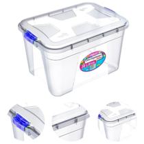 Caixa Organizadora Multiuso Transparente Ideal para Guardar Roupas Brinquedos Material de Escritório Escolar 56 Litros Caixa Organizadora Multiuso Transparente Ideal para Guardar Roupas Brinquedos Material de Escritório Escolar 56 Litros