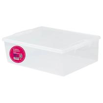 Caixa Organizadora Multiuso Up 16 Litros Transparente Lisa Com Tampa Ideal Para Casa e Escritório