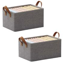 Caixa organizadora organiz tecido com armação metal 47x28x20cm 02un
