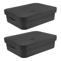 Caixa Organizadora OU Plastico 16L Cube Preta 02 unidades Caixa Organizadora OU Plastico 16L Cube Preta 02 unidades