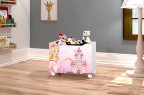 Caixa Organizadora Para Brinquedos Modelo Princesa Com Rodízios Cor Rosa