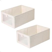 Caixa Organizadora para Guarda Roupa Tecido Algodão Kit C/2 Caixa Organizadora para Guarda Roupa Tecido Algodão Kit C/2