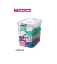 Caixa Organizadora Plástica 14 Litros Transparente Sanremo SR921