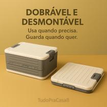 Caixa Organizadora Plástica Dobrável 20L com Travas Laterais Empilhável e Desmontável