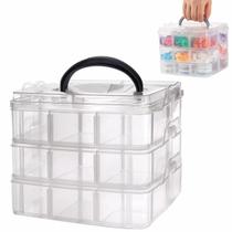 Caixa Organizadora Plástica Modular 3 Andares Costura Pérolas Bobinas Botões