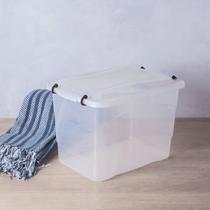 Caixa Organizadora Plástica Pratic Box 50L Paramount Com Tampa e Trava Para Mais Organização