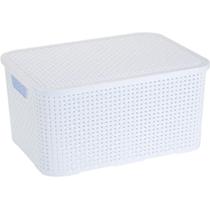 Caixa Organizadora Plástica Rattan com Tampa 3,5L Branca Monte Líbano Caixa Organizadora Plástica Rattan com Tampa 3,5L Branca Monte Líbano