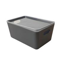 Caixa Organizadora Plástica Resistente 12L Cinza com Tampa Acrílico Transparente