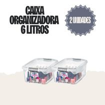 Caixa Organizadora Plástico Sanremo 6L C/2 Unidades com Trava de Segurança e Alça Caixa Organizadora Plástico Sanremo 6L C/2 Unidades com Trava de Segurança e Alça