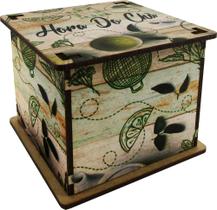 Caixa Organizadora Porta Chá Decoração Hora do Chá 10x10x8 cm MDF - GIROLA DECOR