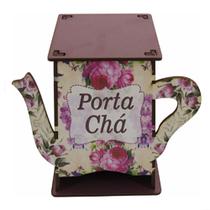 Caixa Organizadora Porta Chá Formato Bule Floral Chá Decorativo MDF