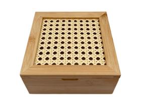 Caixa Organizadora Porta Chá Sachê Com Divisórias De Bambu