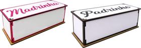 Caixa Organizadora Porta Convites Madrinha e Padrinho 2 Peças 25x10x8 cm MDF Caixa Organizadora Porta Convites Madrinha e Padrinho 2 Peças 25x10x8 cm MDF