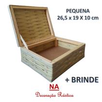 Caixa organizadora porta joias produto de beleza banheiro decoração pequena bege 26,5 x 19 cm