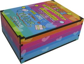 Caixa Organizadora Porta Objetos Presente Decoração Feliz Aniversário 23x17x9 cm MDF
