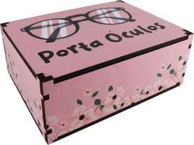 Caixa Organizadora Porta Óculos Decorativa Rosa 23x17x9 cm MDF