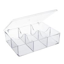 Caixa Organizadora Porta Sachês de Chá Açúcar 6 Divisórias Acrílico Utily