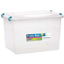 Caixa Organizadora Pratic Box 20L Plástico Empilhável com Tampa Transparente Paramount Plásticos