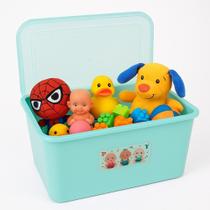 Caixa Organizadora Quarto Bebê Multiuso Porta Fraldas Brinquedos Roupas 30 Litros Tampa Trava