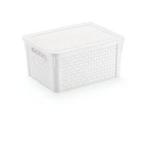 Caixa organizadora rattan 16 litros com tampa branco giotto