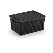 Caixa organizadora rattan 16 litros com tampa preto giotto